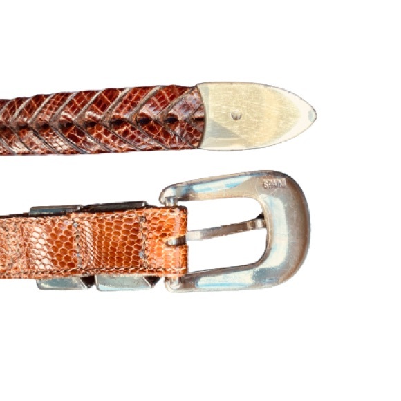 MEZLAN "AO2794" Brown All-Over Genuine Lizard Belt - Picture 8 of 11
